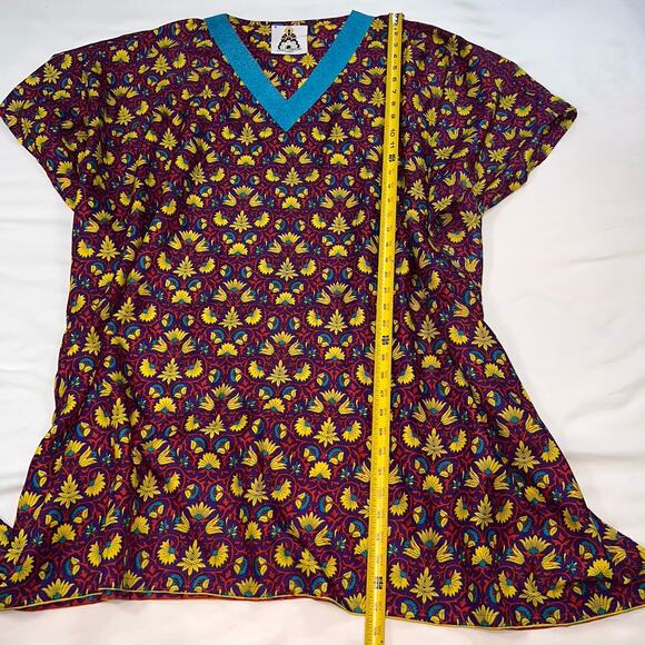 Carla Christoph Kaftan Dress One Size -Chest = 21” Purple Floral Cover Up Resort - Picture 2 of 7